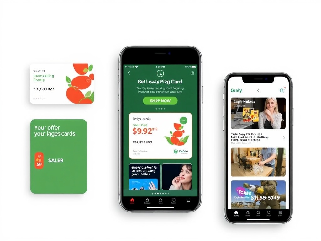 loyalty program cards and digital apps showcasing offers