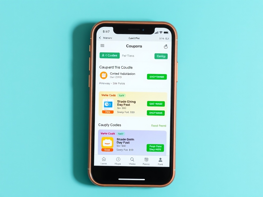 smartphone app showing coupon codes and cashback deals