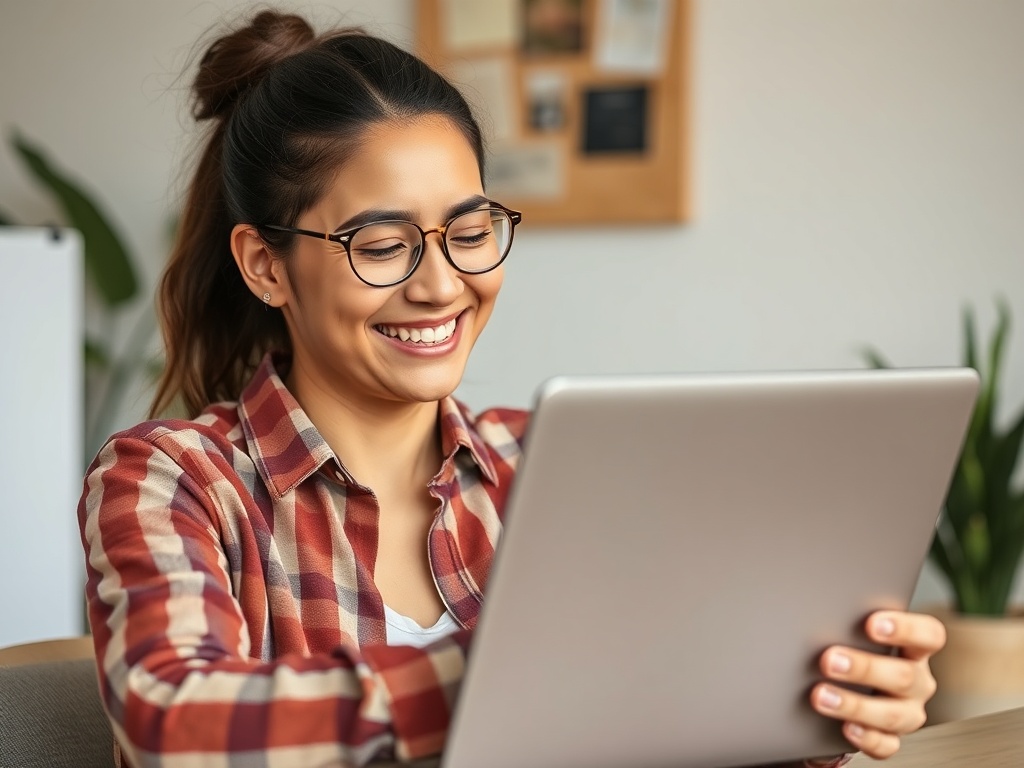 Freelancer confidently closing a laptop with a smile, showing relief after sending invoices