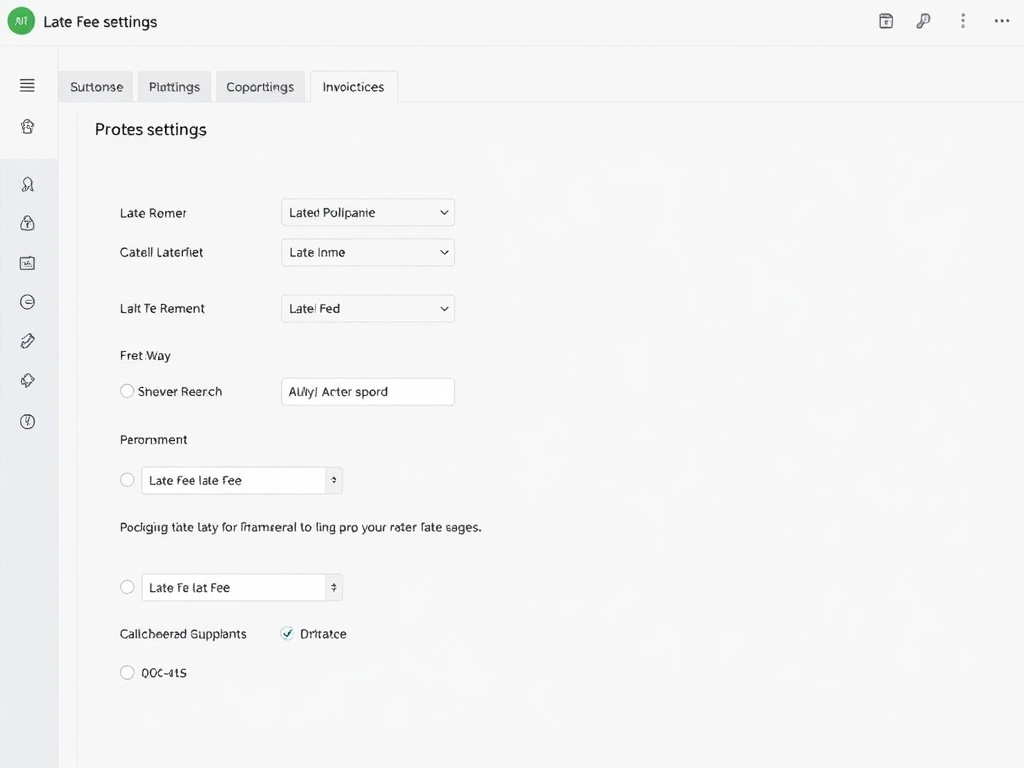Screenshot of invoicing software showing automated late fee settings