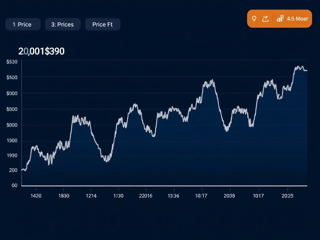 A screenshot of a price history chart showing fluctuating prices over time
