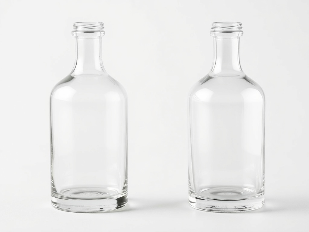 two identical glass containers side by side, one branded and one plain, minimalist comparison