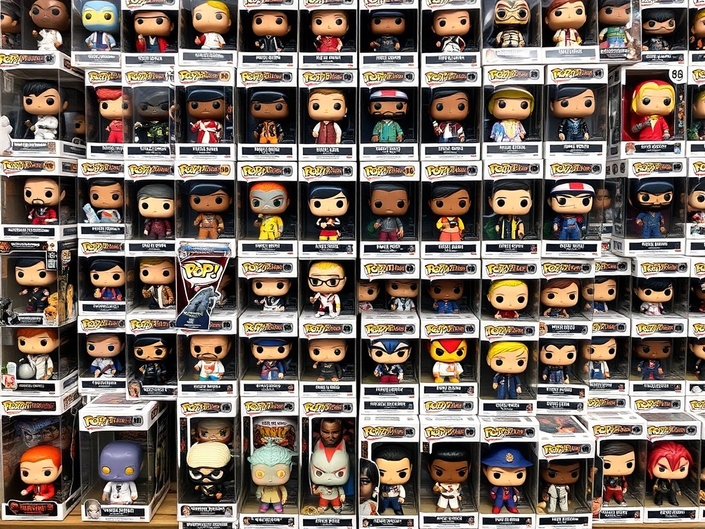 rows of Funko Pops arranged by series with labels, creating a clean and intentional display