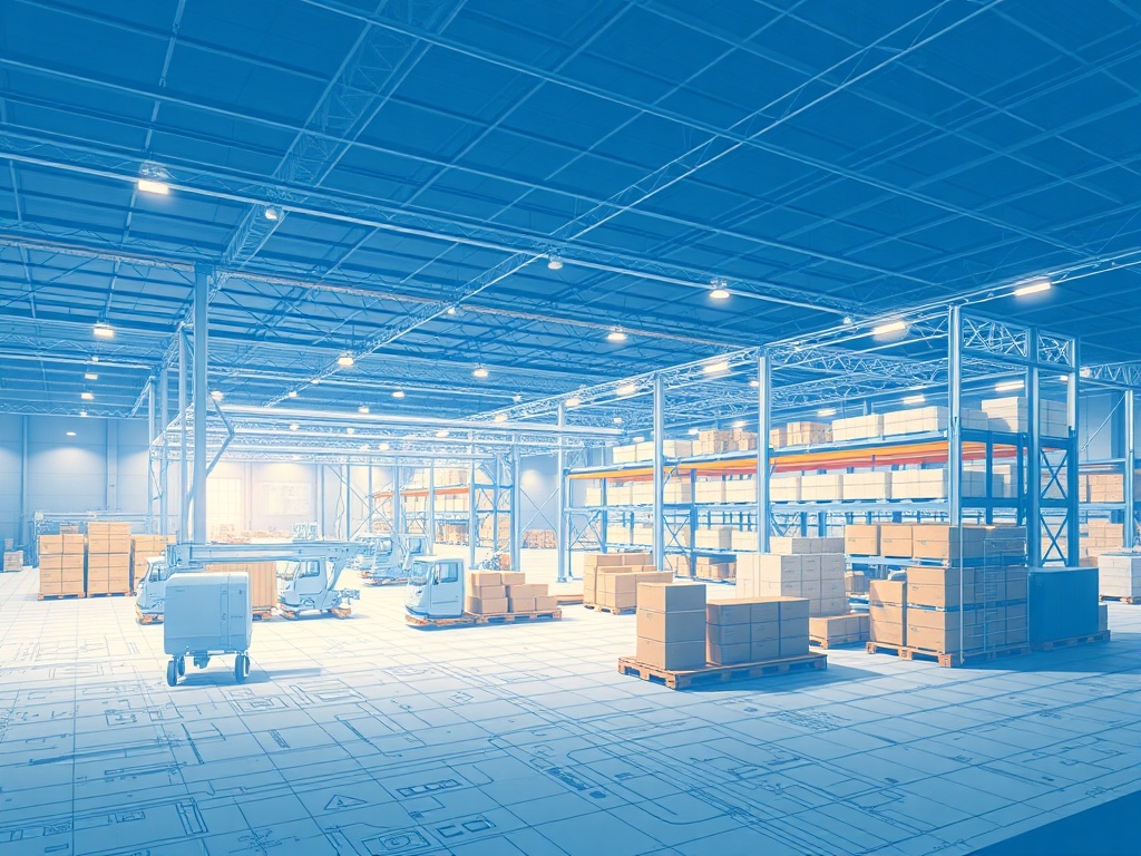 blueprints of scalable logistics system showing automation and expanded warehouse