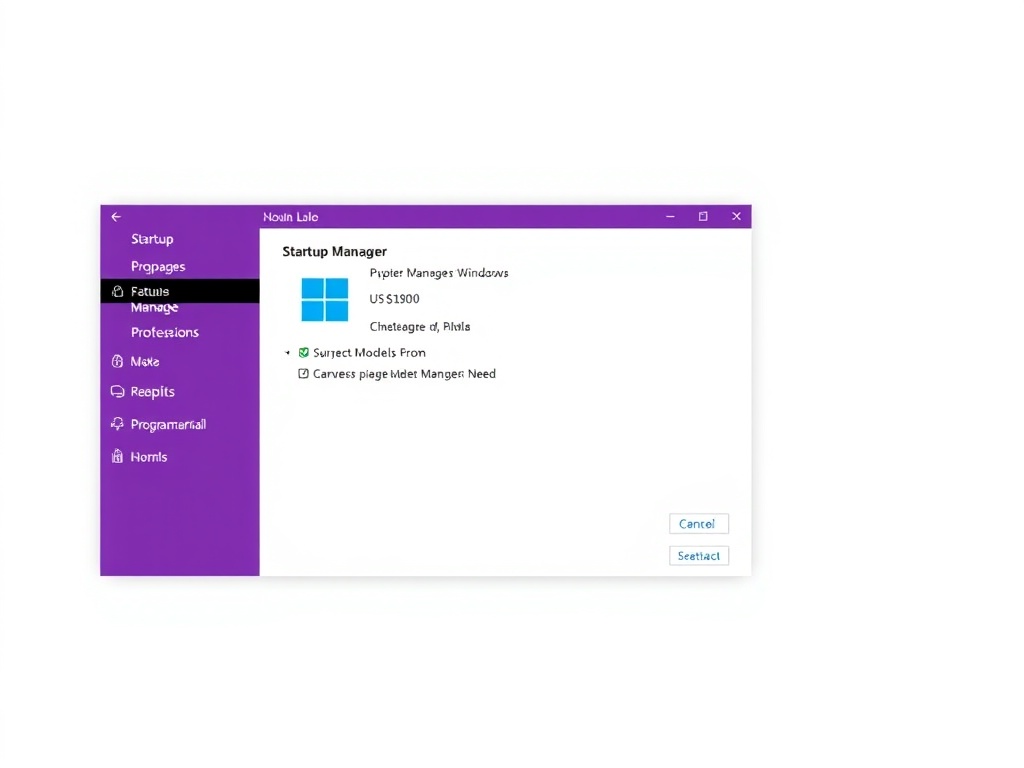 A screenshot of a laptop's startup program manager window