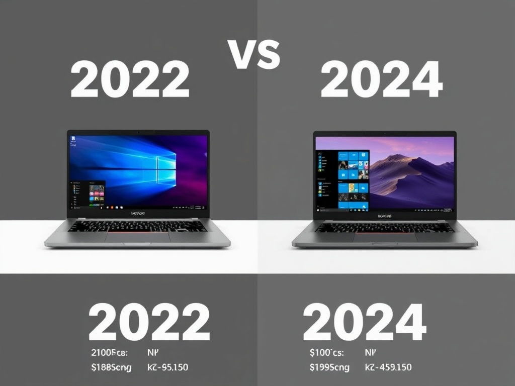 comparing two laptops: a 2022 and 2024 model, side by side with prices and specs shown