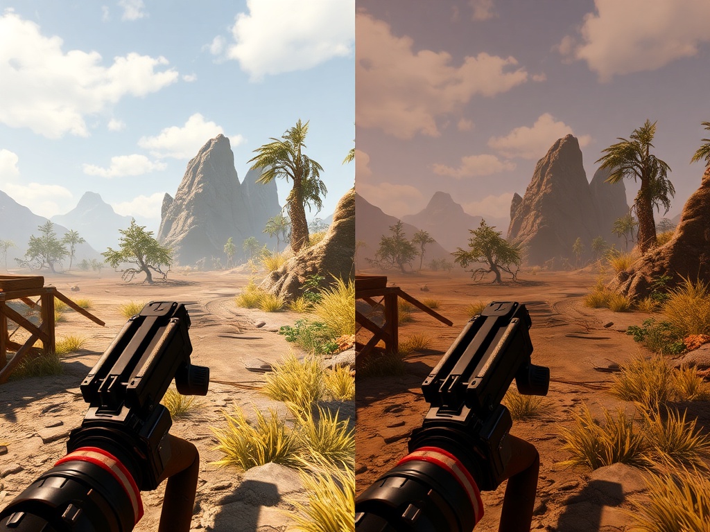 side by side comparison DLSS quality vs performance mode in game scene, subtle differences