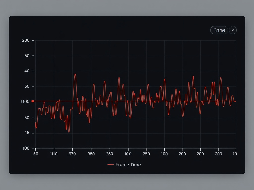 frame time graph with smooth consistent lines versus spiky inconsistent lines, dark UI style