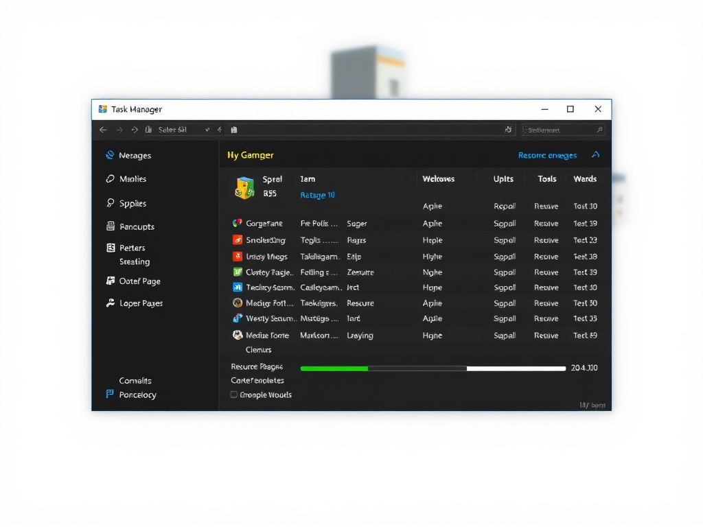 windows task manager showing resource usage during gaming, clean technical interface