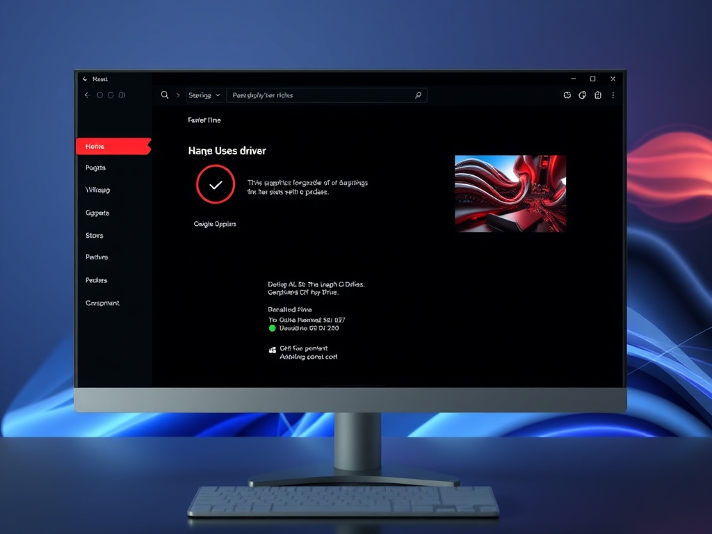 graphics driver update interface on a PC, clean UI with technical vibe