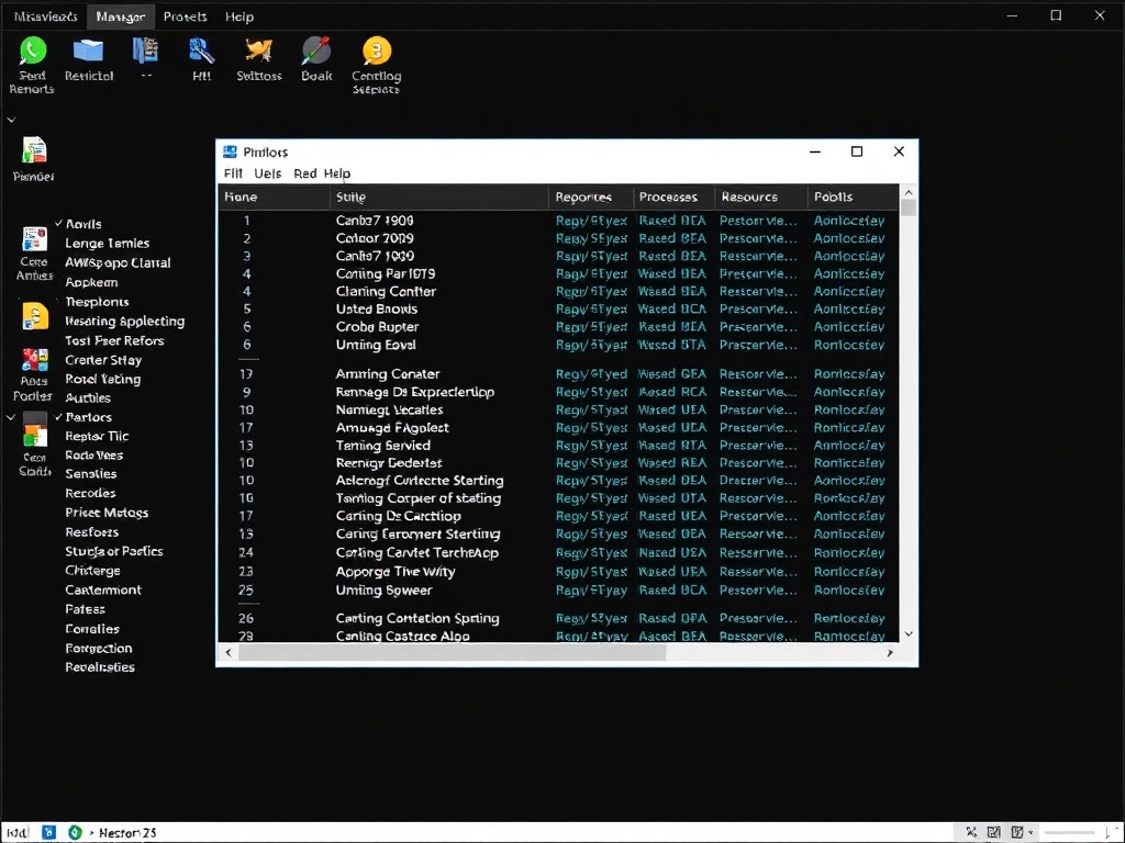 windows task manager showing multiple background processes, cluttered system resources visualization