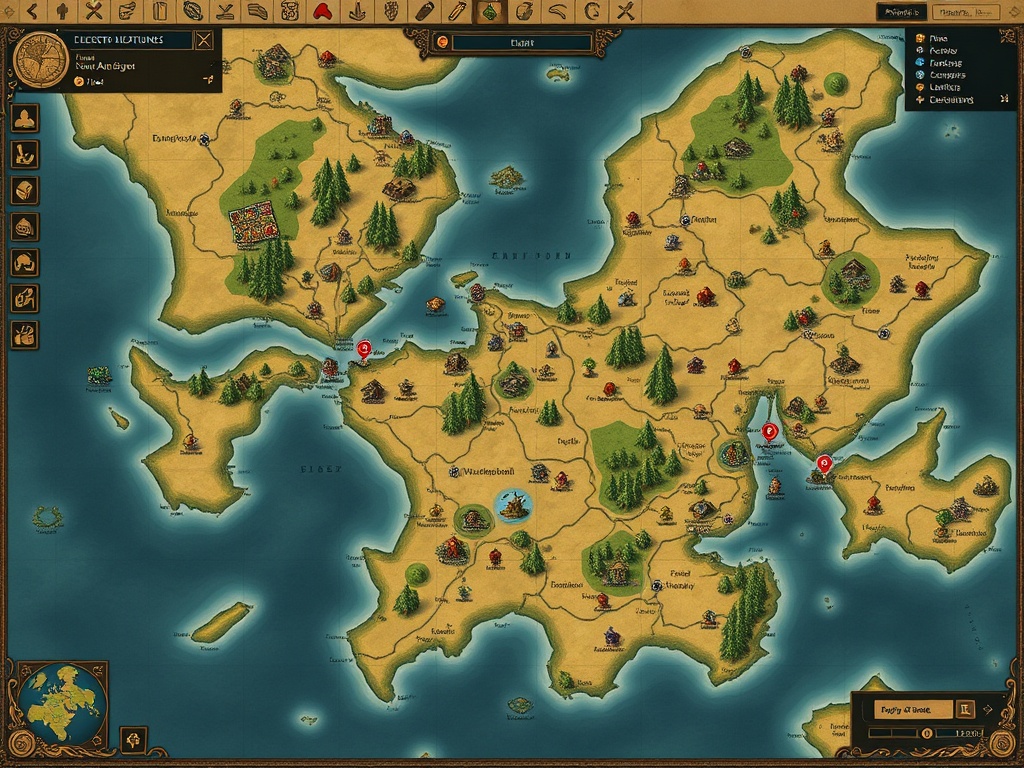 open world map filled with repetitive icons and markers, cluttered UI, top-down view