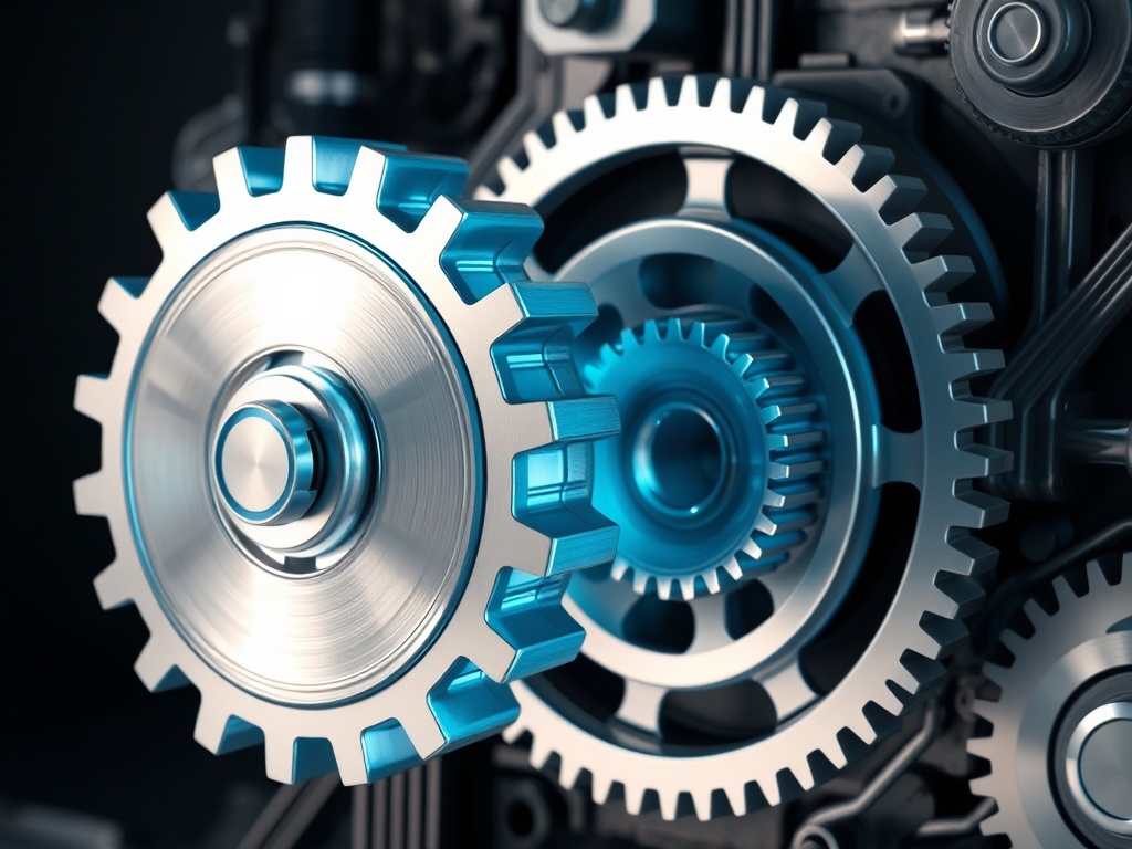 a GPU under load visualized as a mechanical system stabilizing, gears spinning smoothly after previously erratic motion, engineering style illustration