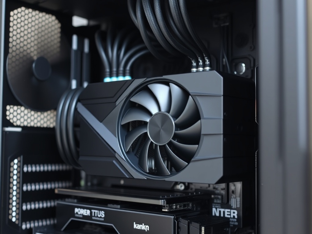 Detailed close-up of a gaming PC with cables neatly organized and a powerful GPU highlighted.