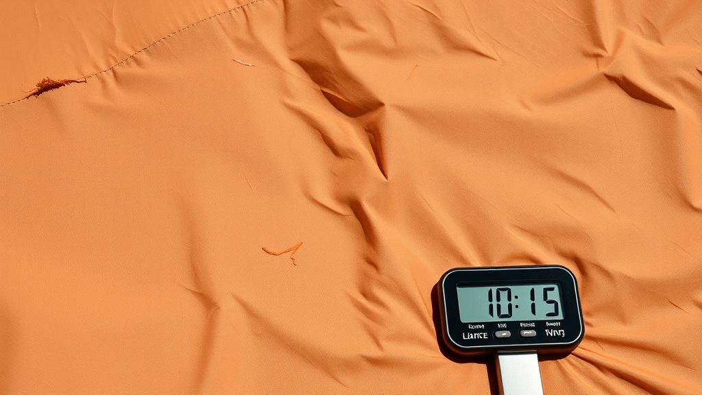 UV-damaged silnylon tent fabric showing fraying and degradation