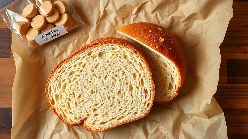 Sliced gluten-free loaf prepared for freezer storage