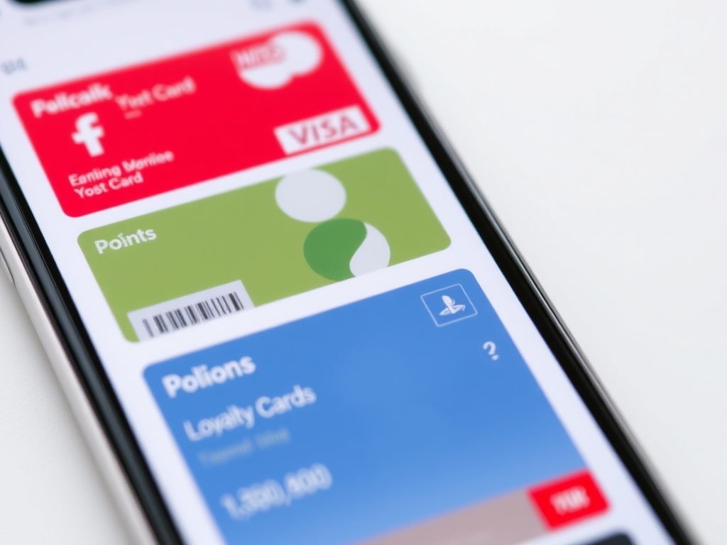 loyalty cards and points on a digital app screen