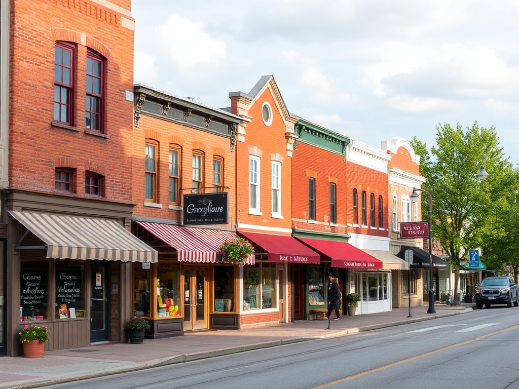 historic downtown Gravenhurst storefronts Muskoka Road South small town Ontario charming streets