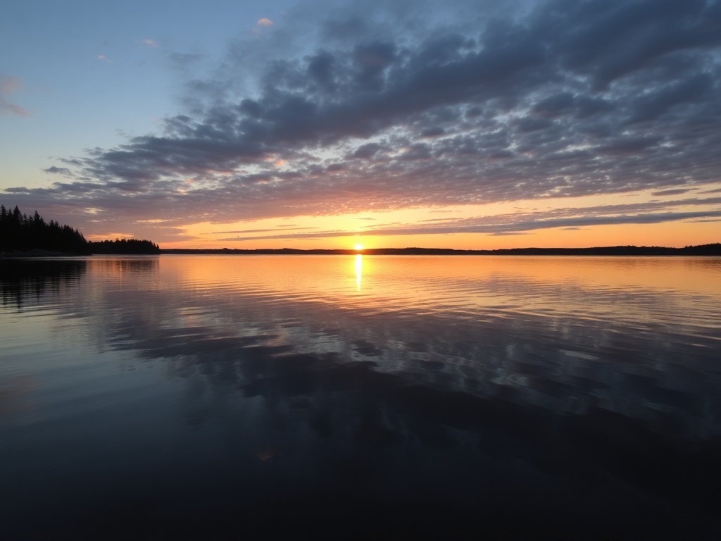 sunset lake Muskoka calm reflection peaceful ending day golden sky
