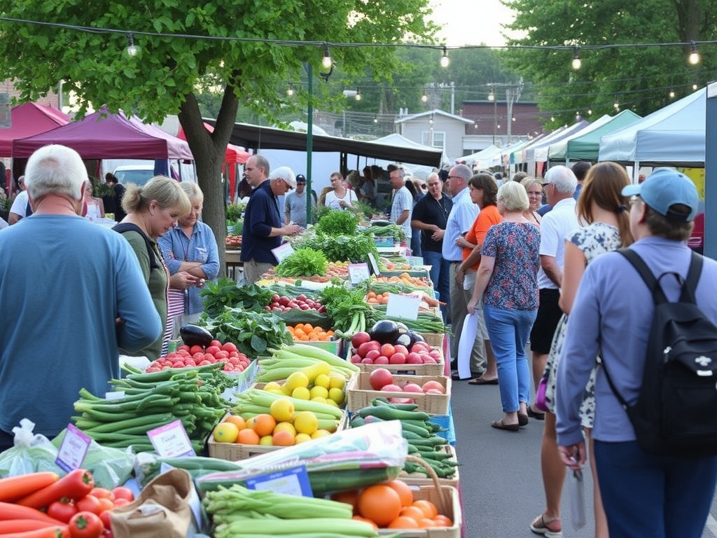 Guelph Farmers Market bustling early morning with fresh produce and local vendors