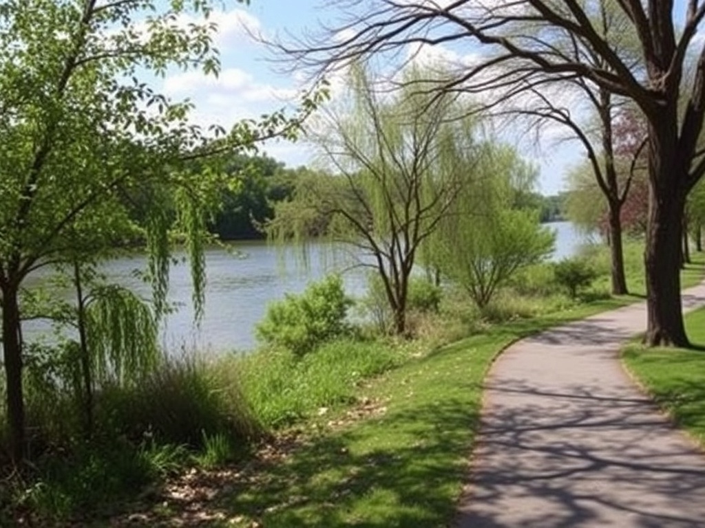 Royal City Park trails with river views, trees, and quiet side paths in summer