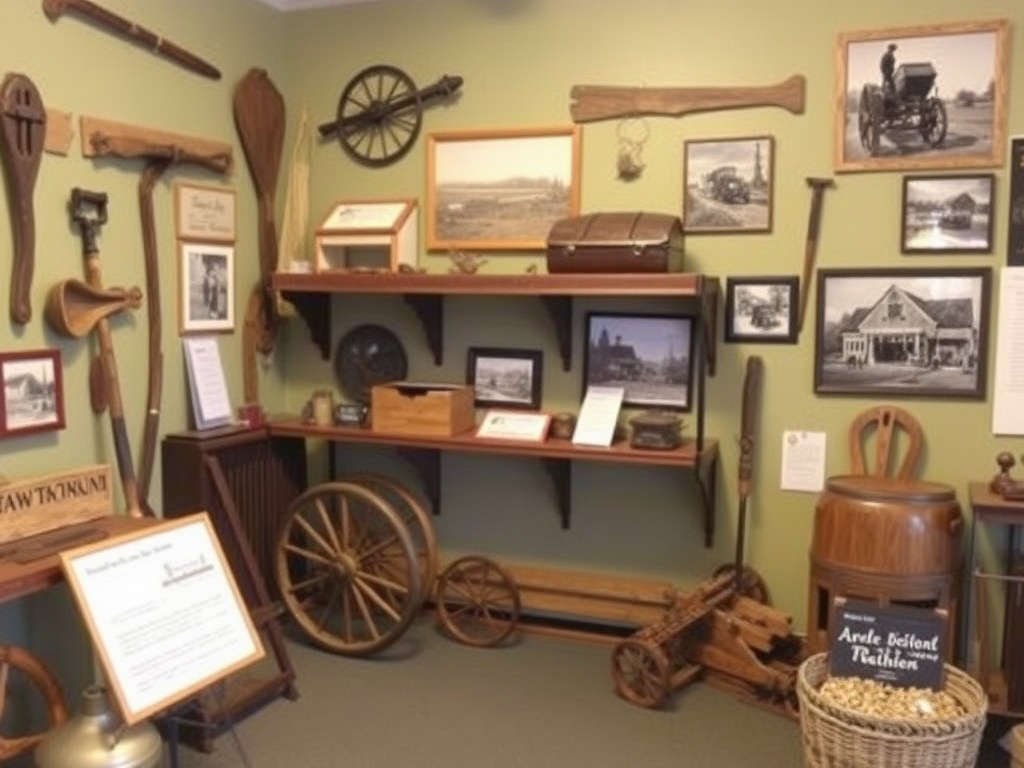 Museum displaying old artifacts, farm tools, and photos showcasing the local history of Halton Hills