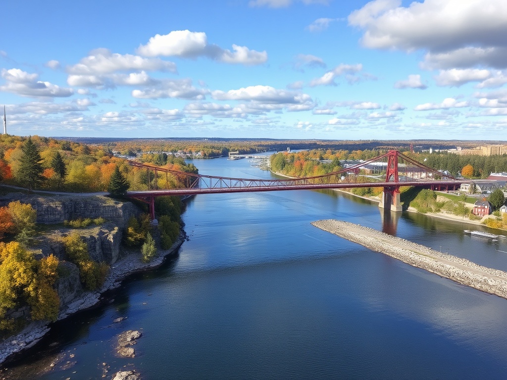 bridge over Ottawa River connecting Ontario and Quebec scenic view