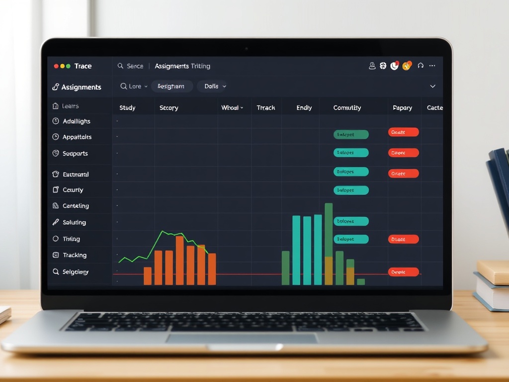 student tracking completed assignments and study progress in planner, academic productivity visualization