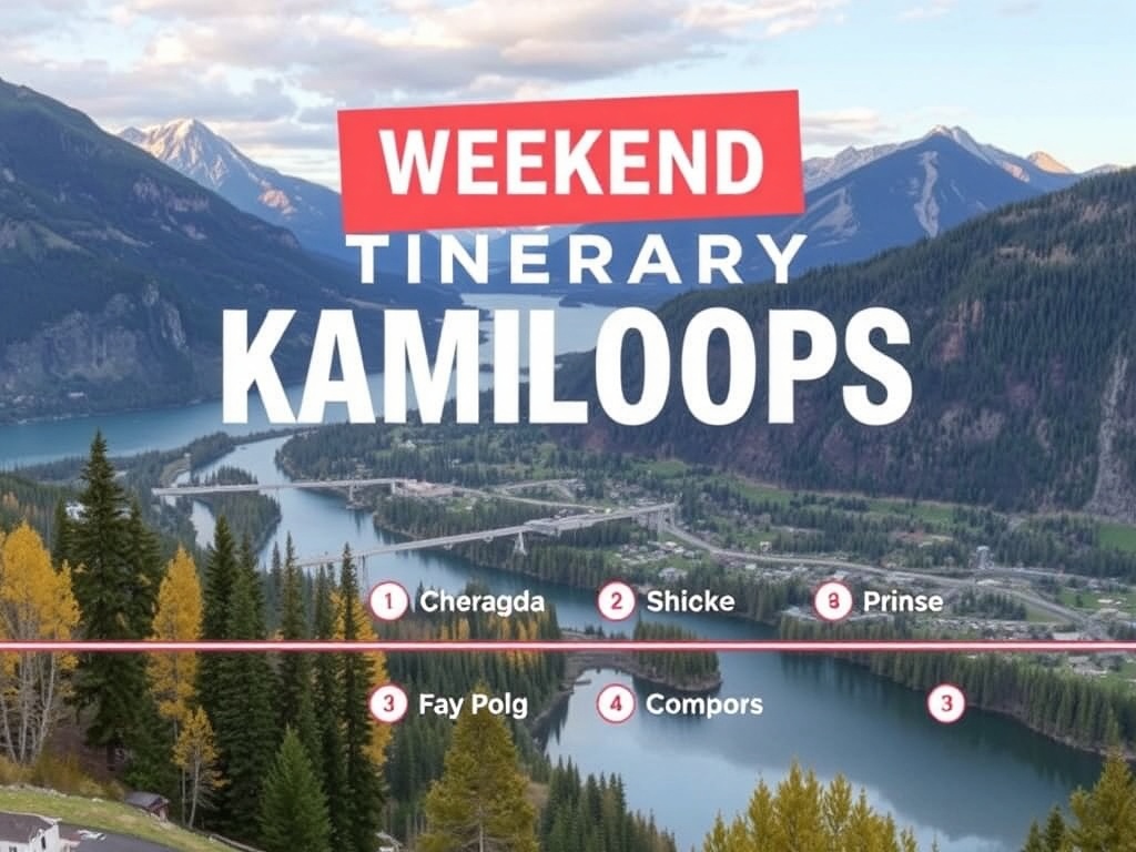 weekend itinerary visual with scenic Kamloops highlights arranged in timeline style