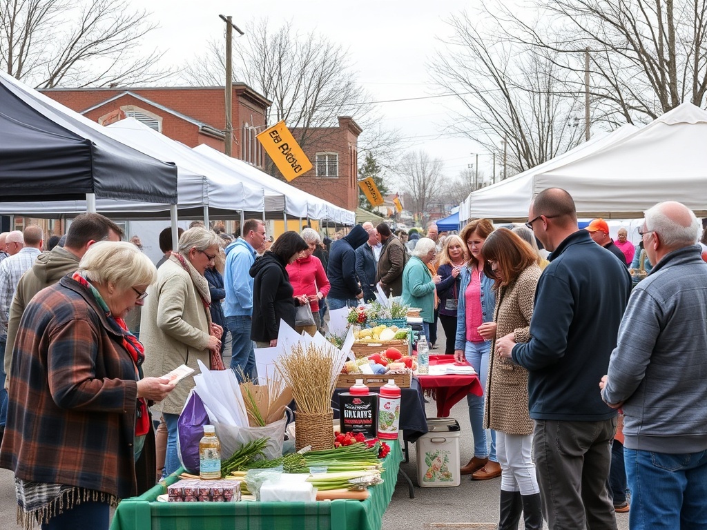 local market Kemptville Ontario, community interaction, vendors and residents, small town energy