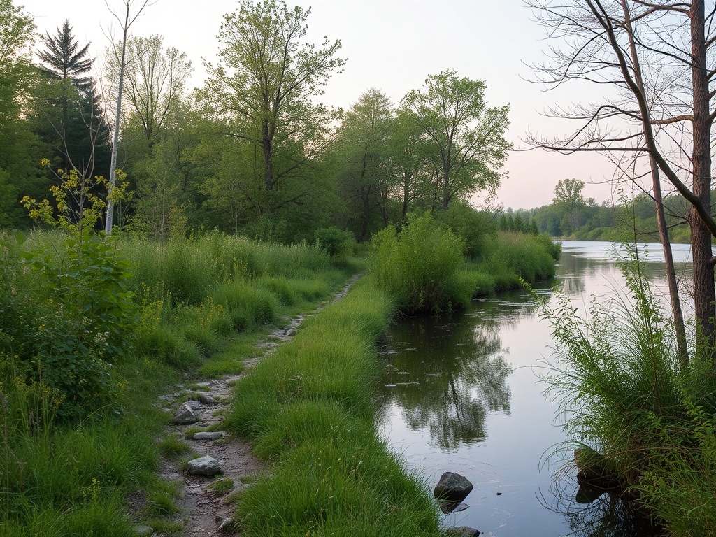 peaceful nature near Kemptville Ontario, trail or riverside, calm afternoon setting