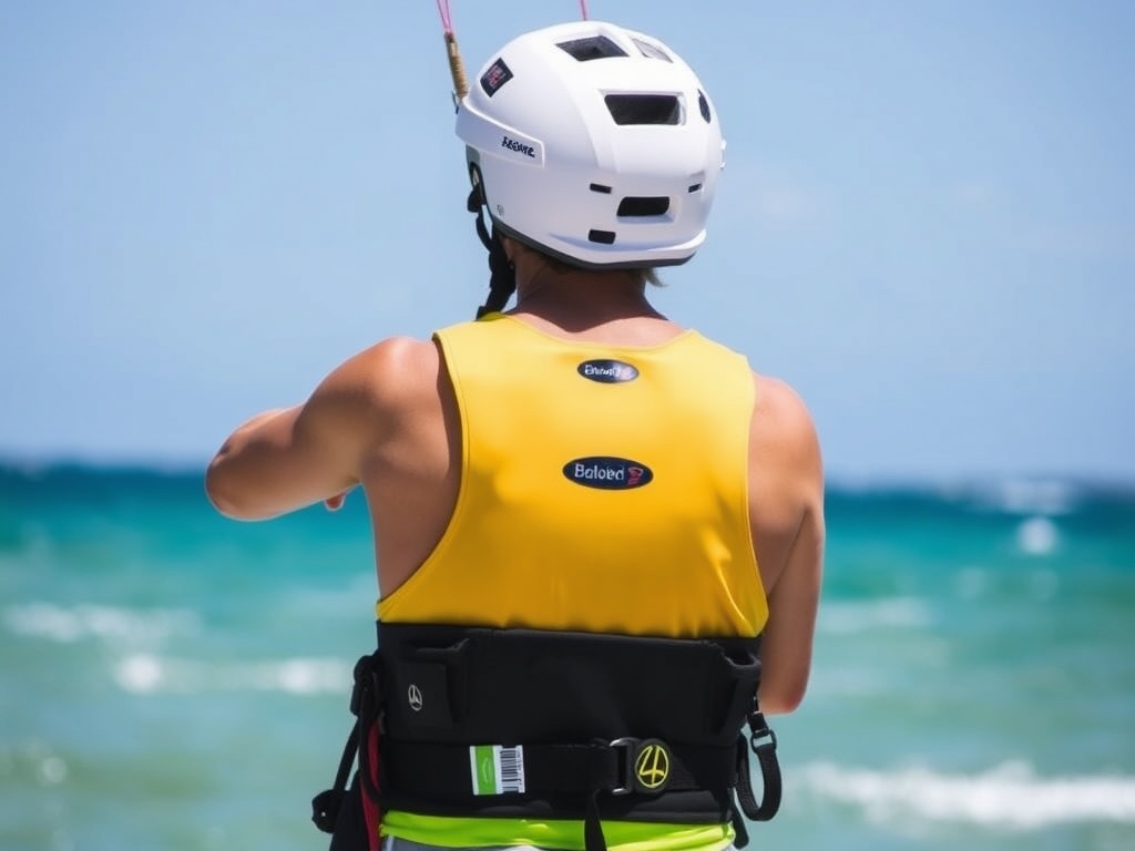 kiteboarding safety gear with focus on harness and helmet