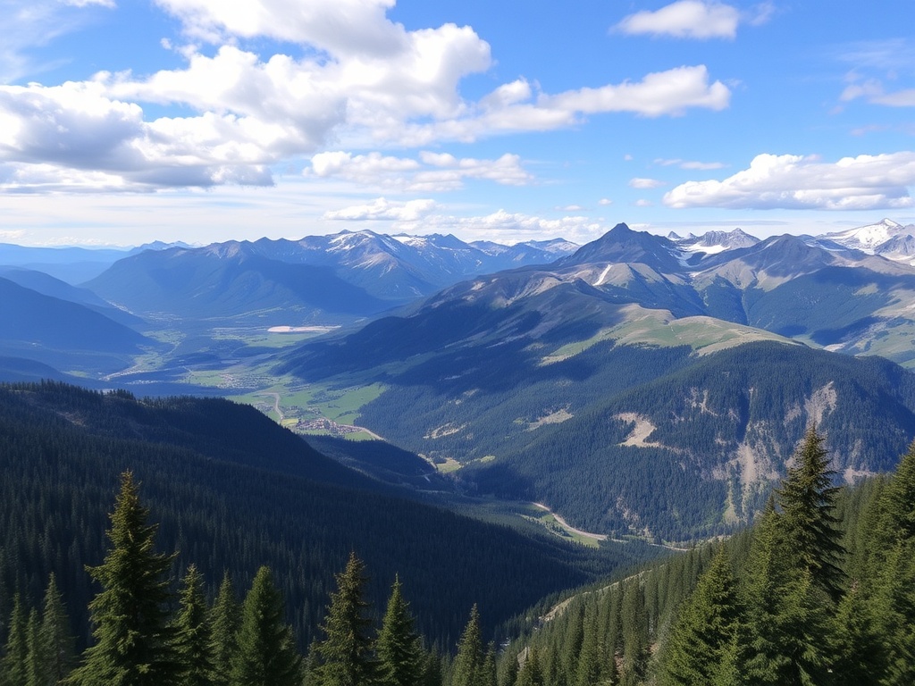 A picturesque view of the Kootenays mountains and valleys.
