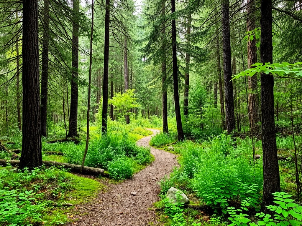 A tranquil forest trail in the Slocan Valley.