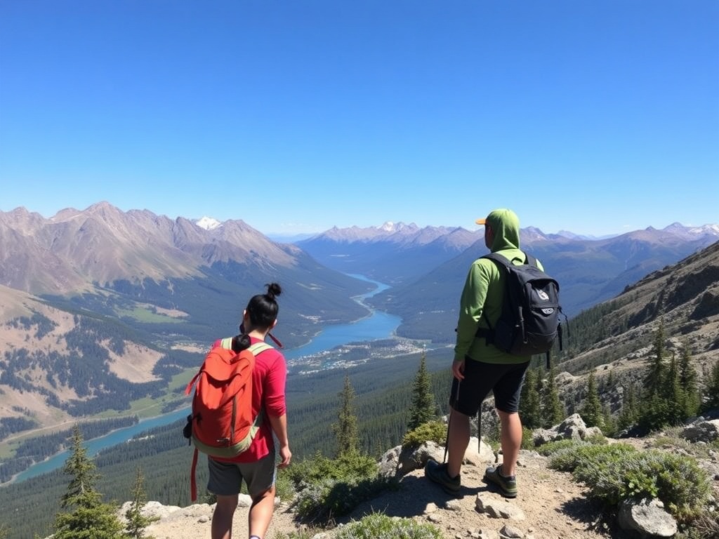 Hikers enjoying a panoramic view of Kootenay National Park.