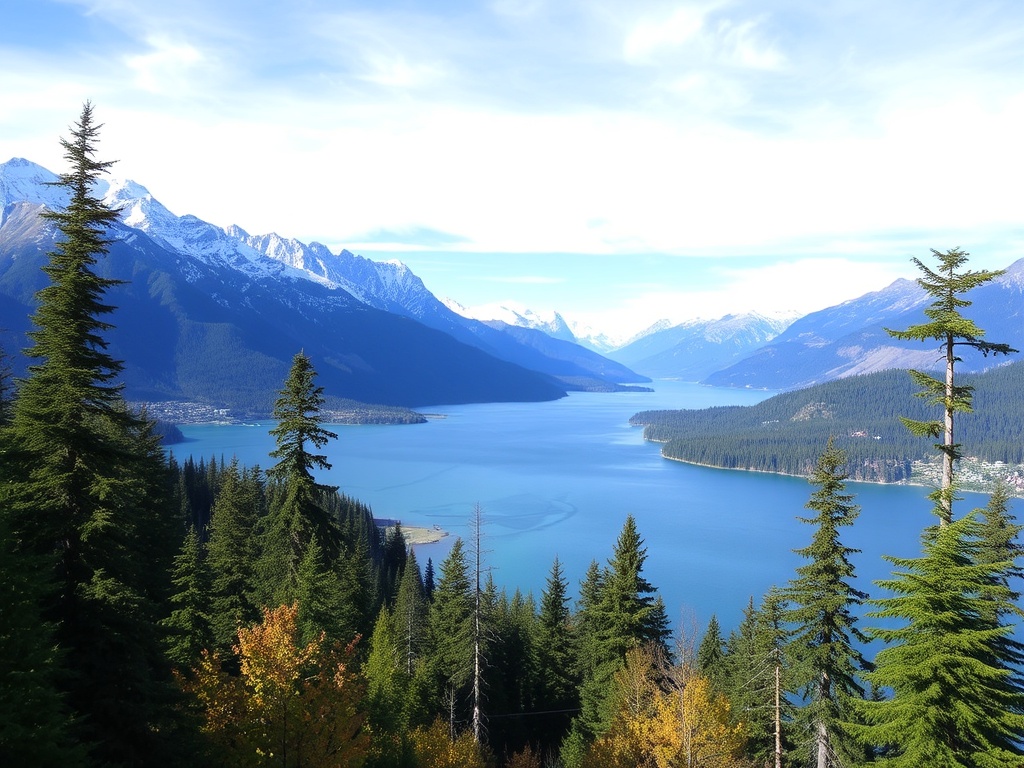 Scenic view of Kootenay Lake with mountains in the background.