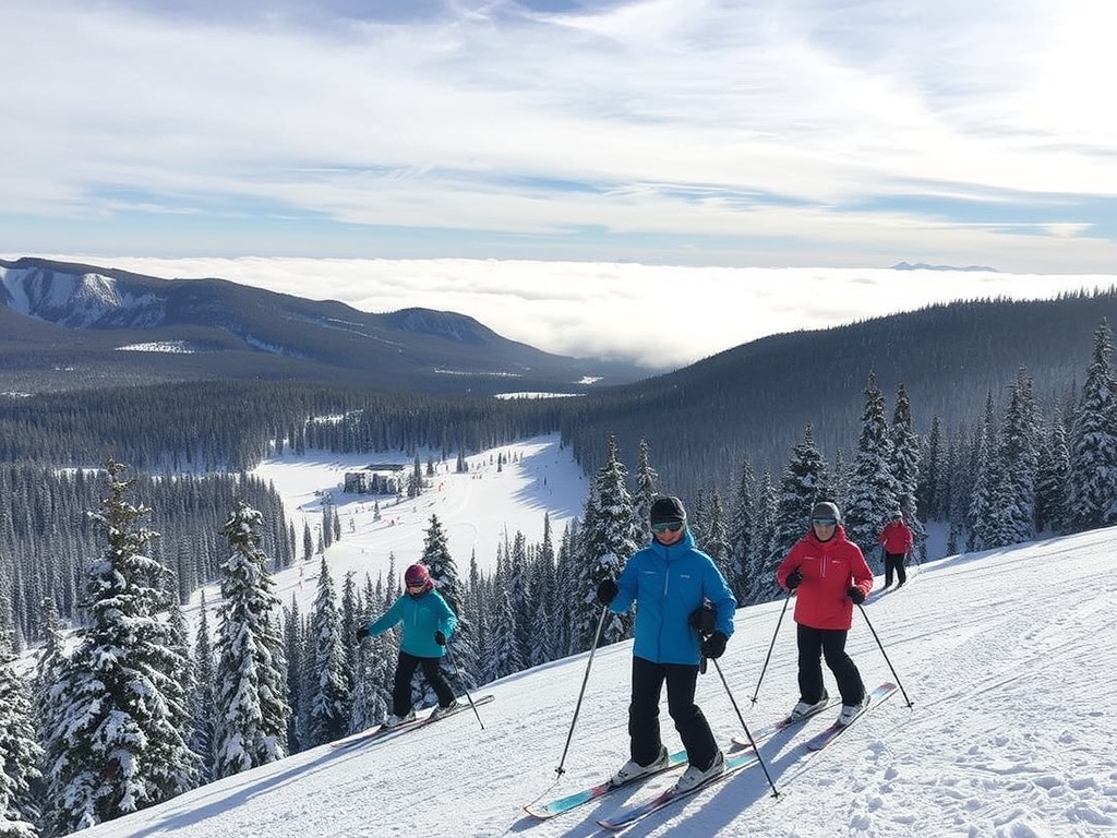 Skiers on the slopes of Whitewater Ski Resort.