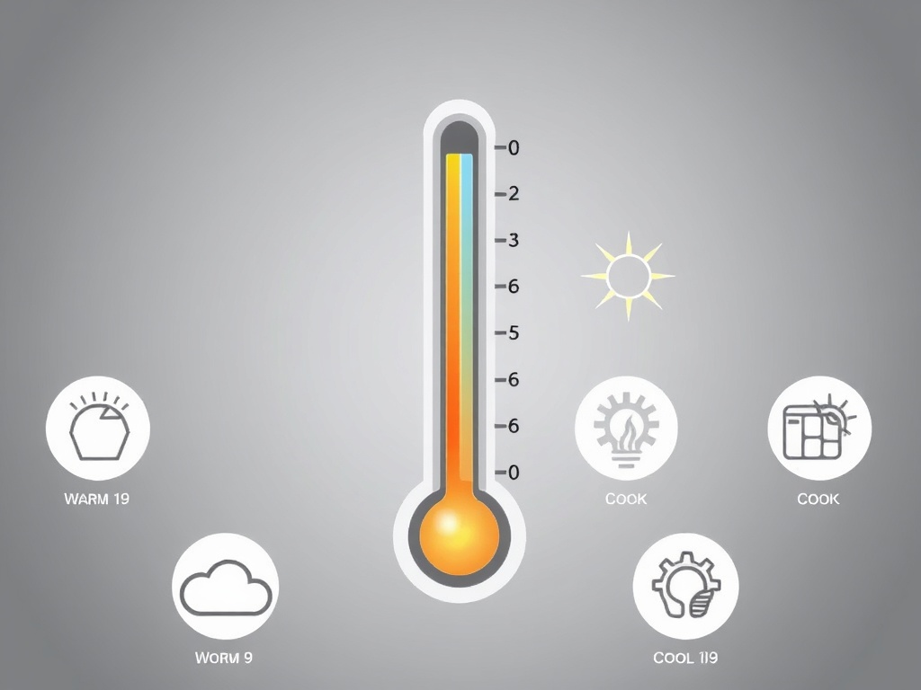 warm and cool temperature zones depicted with icons of a thermometer