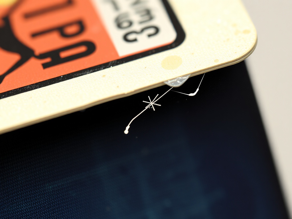 trading card edges under magnification showing tiny wear and whitening, macro photography highlighting condition damage