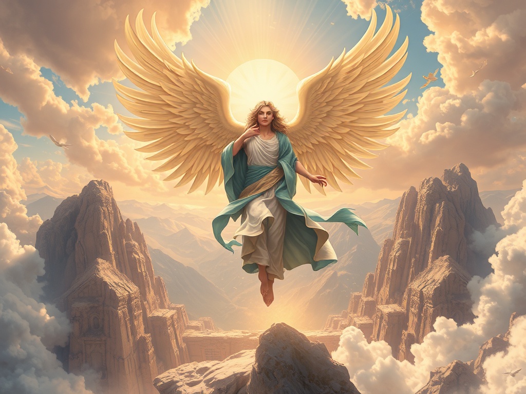 A majestic view of the Serra Angel card with its angelic figure and flight-themed artwork
