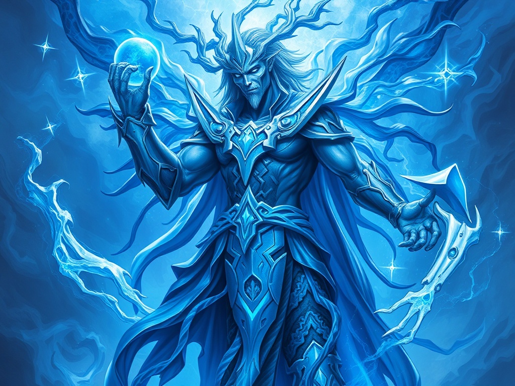 The Jace, the Mind Sculptor card with an intense blue and white color scheme and striking artwork