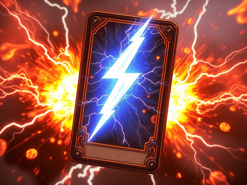 The Lightning Bolt card showing fiery explosion effects, symbolizing the intensity of the spell