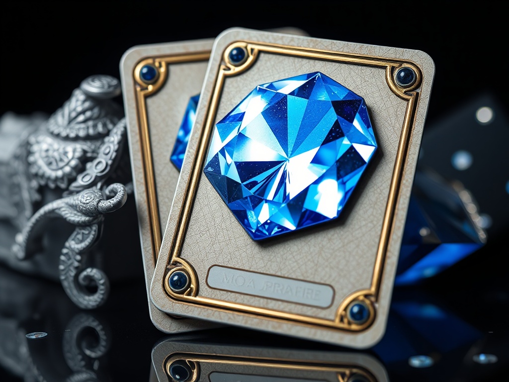 The Mox Sapphire card displayed with its shimmering blue gemstone artwork