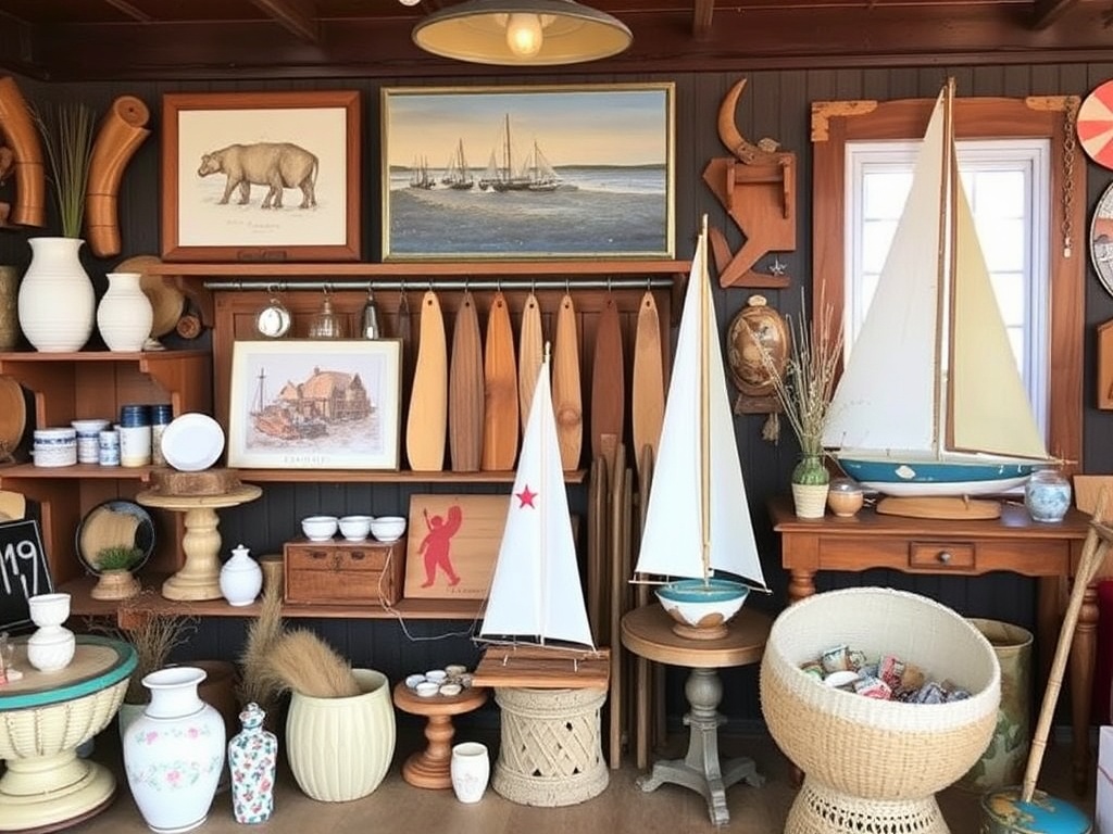 artisan shop in Mahone Bay with handmade crafts, woodwork, and coastal decor