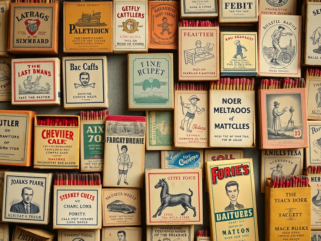 vivid description of vintage matchbooks from various locations