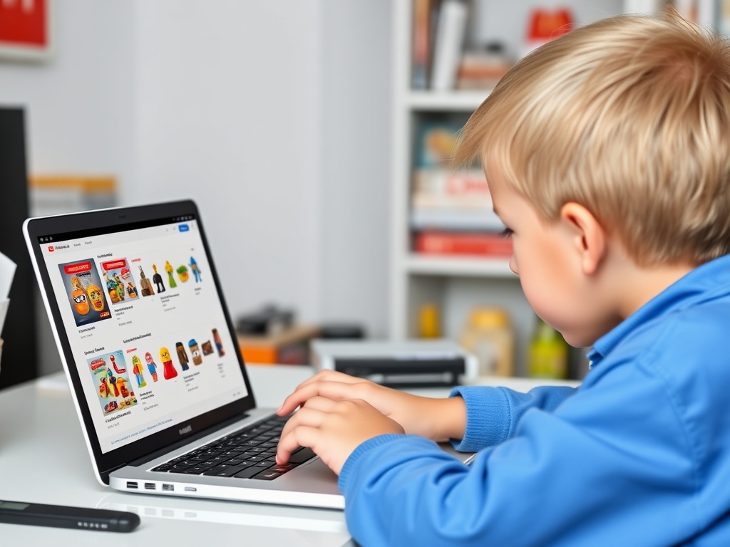collector browsing online listings comparing prices of McDonald's toys on a laptop