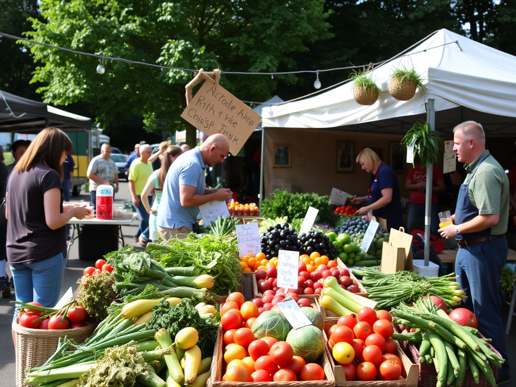 farmers market in Ontario with fresh produce, handmade goods, and friendly vendors