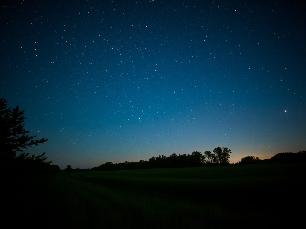 peaceful rural night sky in Ontario with stars visible and quiet surroundings