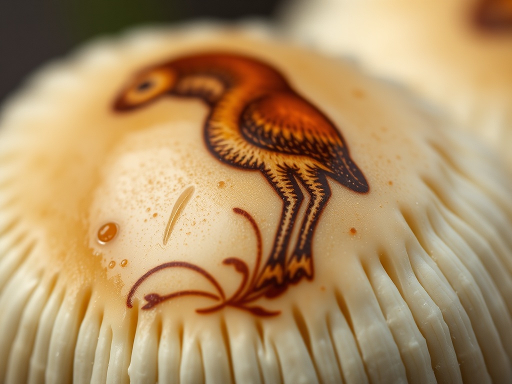 close-up of a rare milk cap with unique artwork