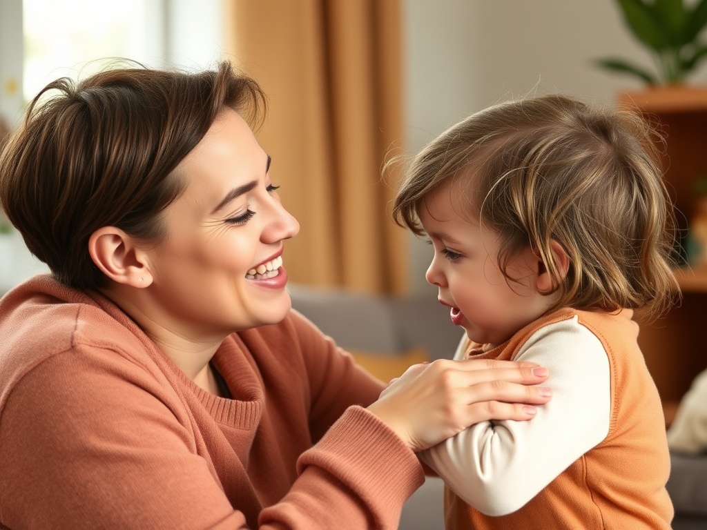 A parent calmly responding to a child's difficult emotions, offering a comforting embrace.